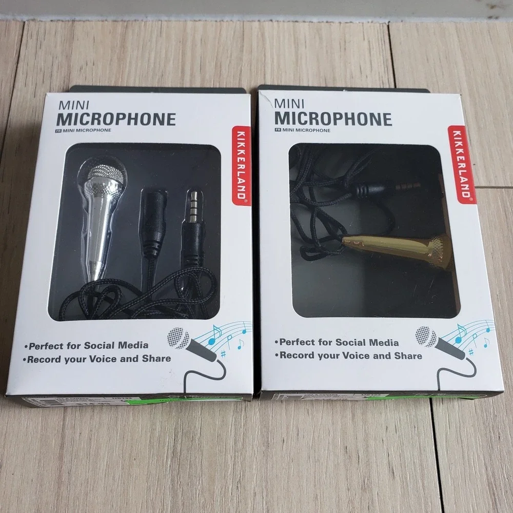 Mini Karaoke Microphone Set of 2 Laptop Desktop Phone Podcast Audio Plug End